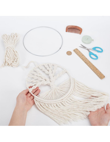 Kit de Macramé FREEBLOSS DIY 20cm con Instrucción para Principiantes