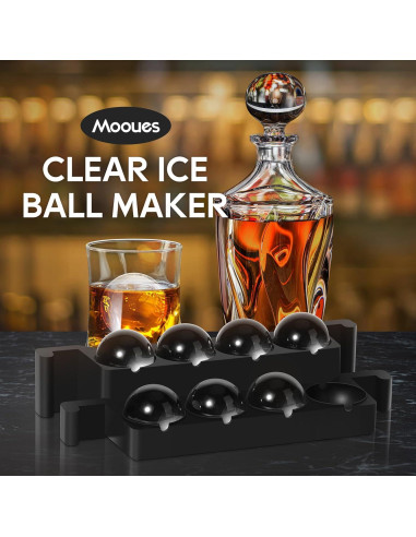 Molde para Hielo en Bola Mooues, 8 Esferas de 5 cm para Whisky