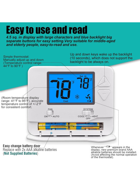 Termostato No Programable Suuwer S701 1 Calor 1 Frío Retroiluminado