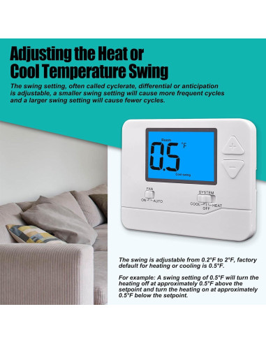 Termostato No Programable Suuwer S701 1 Calor 1 Frío Retroiluminado