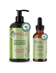 Aceite y Champú Fortalecedor Mielle Organics Romero y Menta