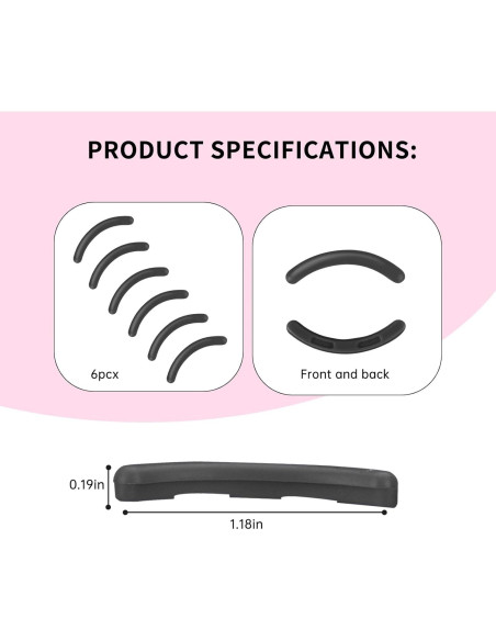 Recargas de Rizador de Pestañas UXIETIN 6PCS Silicona Negra