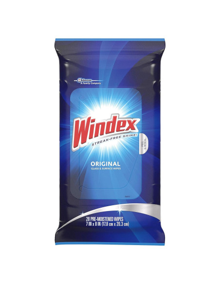 Toallitas Húmedas para Vidrio Windex Original 28 Unidades