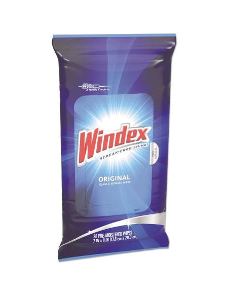 Toallitas Húmedas para Vidrio Windex Original 28 Unidades