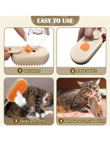 Cepillo de Vapor 4 en 1 MENGWO para Gatos y Perros - Antiestático