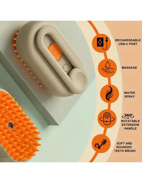 Cepillo de Vapor 4 en 1 MENGWO para Gatos y Perros - Antiestático