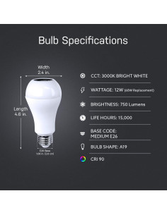 Bombilla LED A19 Feit Electric con Altavoz Bluetooth 12W 3000K 2