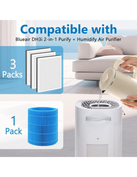 Filtros de Reemplazo DH3i Harebery para Blueair 2-en-1
