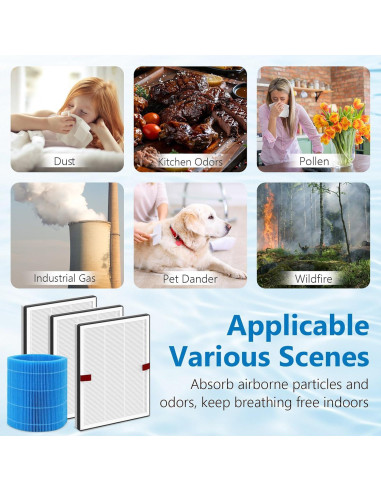 Filtros de Reemplazo DH3i Harebery para Blueair 2-en-1