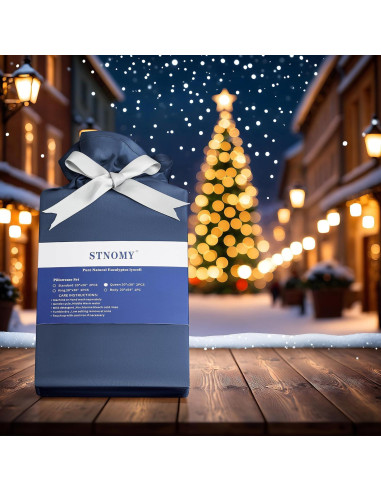 Juego de Fundas de Almohada Stnomy 100% Eucalipto Rey Marino