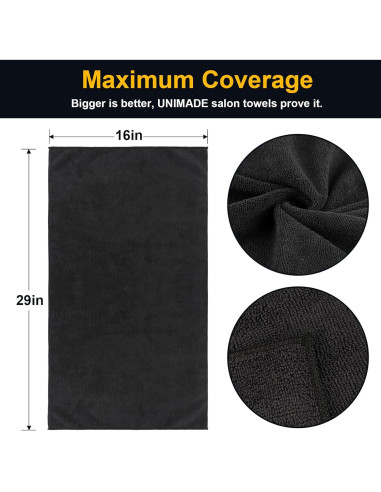 Paquete de 24 Toallas de Microfibra UNIMADE Negras 40x74 cm