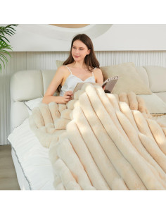 Manta Grande Newport Beige Costero 100% Poliester 170x180 cm 2