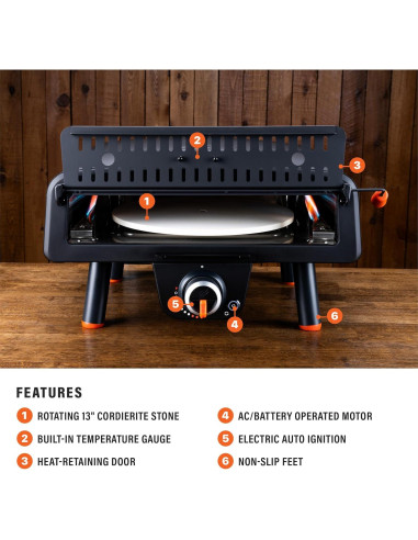 Horno de Pizza de Mesa Blackstone 2379, 33 cm, Negro Mate