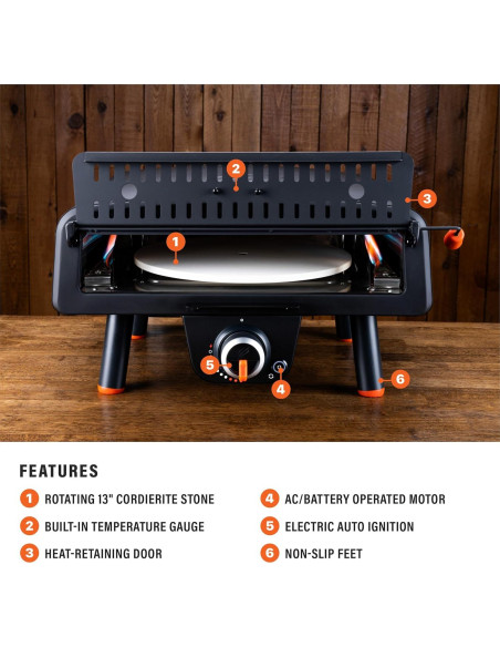 Horno de Pizza de Mesa Blackstone 2379, 33 cm, Negro Mate