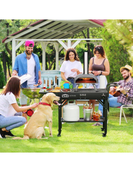 Carrito de Parrilla Plegable Leteuke Negro para BBQ 109x43cm