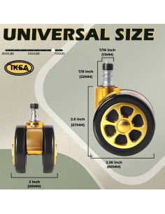 Ruedas de Reemplazo para Sillas de Oficina Wieyunn 6.35 cm 2