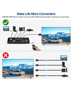 Interruptor HDMI 4x1 NEWCARE 4K@60Hz con Extractor de Audio 2