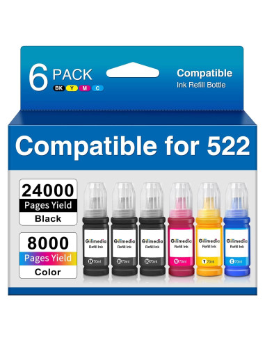Botellas de Recarga de Tinta Gilimedia 522 para Epson 70ml