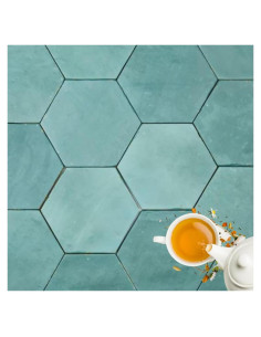 Azulejos Hexagonales Tenedos 14x16 cm Verde Mate 40 Piezas
