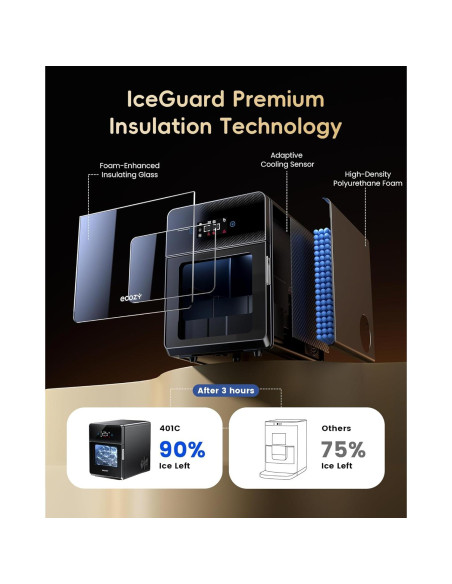 Fabricante de Hielo Esférico ecozy IM-BM401A 9.98 kg Negro Mate