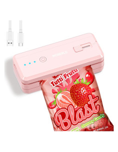 Mini Sello de Bolsas WOSERLD 2 en 1 Recargable Rosa 10 cm