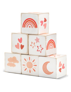 Kigley Decoración Arcoíris 6 Piezas Madera 4x4 cm