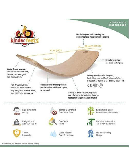 Tablero de Equilibrio Kinderboard Kinderfeets Madera Natural 81x30x18 cm Tablero de Equilibrio Kinderboard Kinderfeets Madera Natural 81x30x18 cm
