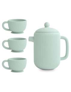 Juego de Té de Silicona Mushie para Bebés 4 Piezas Azul