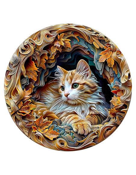 Rompecabezas 3D de Madera Jigfoxy Gato 200 Piezas 29x29cm