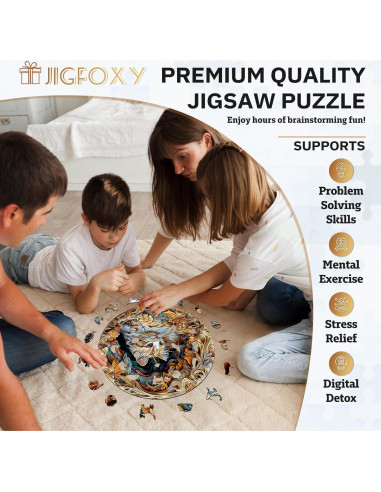 Rompecabezas 3D de Madera Jigfoxy Gato 200 Piezas 29x29cm