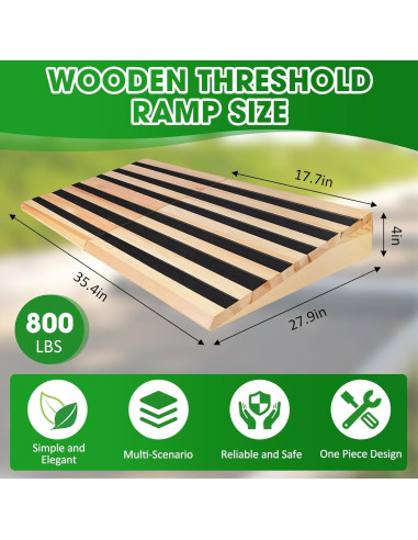 Rampa de Umbral de Madera Yeezoo 90 cm x 10.2 cm 362.9 kg