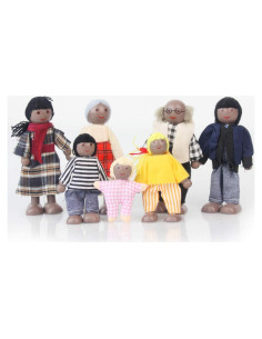 Muñecos de Madera Negros QTFHR - 7 Figuras Familiares 9.7cm