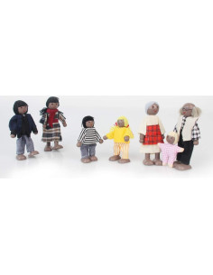 Muñecos de Madera Negros QTFHR - 7 Figuras Familiares 9.7cm 2