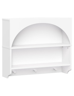 Estantería de Pared RiverRidge Curve Appeal Blanca con 2 Estantes y 3 Ganchos