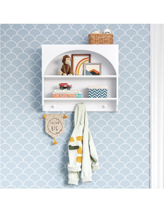 Estantería de Pared RiverRidge Curve Appeal Blanca con 2 Estantes y 3 Ganchos 2