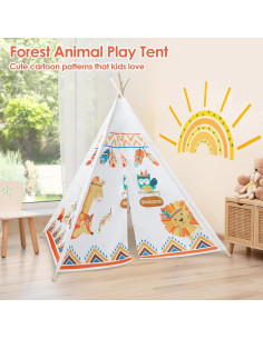 Tienda Tipi para Niños Decalsweet 120x120x155 cm Animales 2