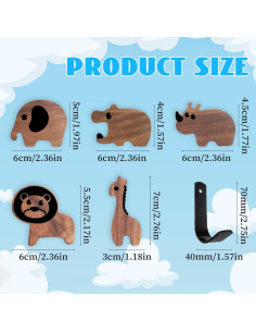 Ganchos de Madera en Forma de Animales Qivine 5 Pcs 2