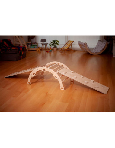 Arco de Escalada Montessori Kidodido con 2 Rampas - Madera Natural