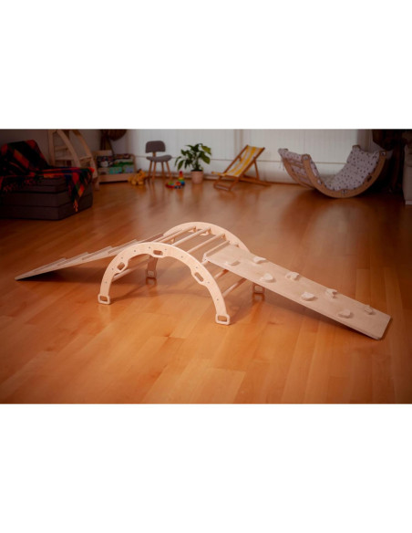 Arco de Escalada Montessori Kidodido con 2 Rampas - Madera Natural