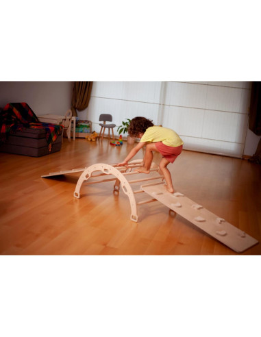 Arco de Escalada Montessori Kidodido con 2 Rampas - Madera Natural