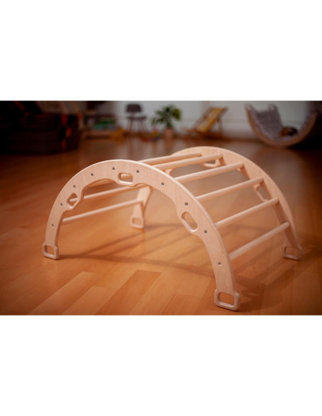 Arco de Escalada Montessori Kidodido con 2 Rampas - Madera Natural