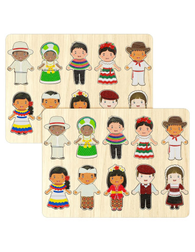 2 Juegos de Rompecabezas de Madera Leitee 28x20.8cm Niños