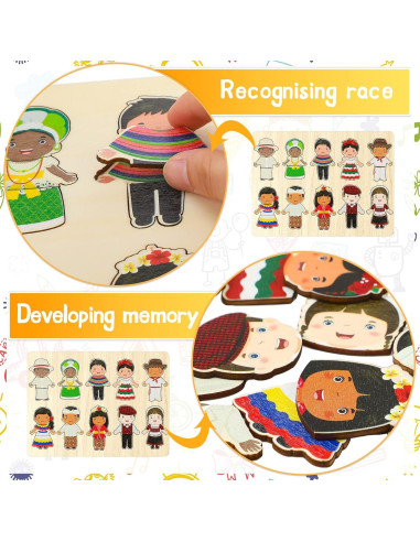 2 Juegos de Rompecabezas de Madera Leitee 28x20.8cm Niños