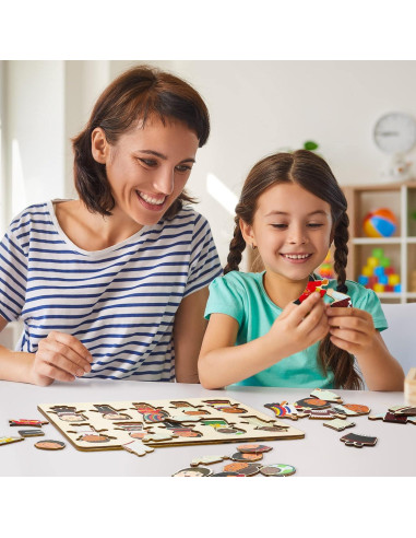 2 Juegos de Rompecabezas de Madera Leitee 28x20.8cm Niños