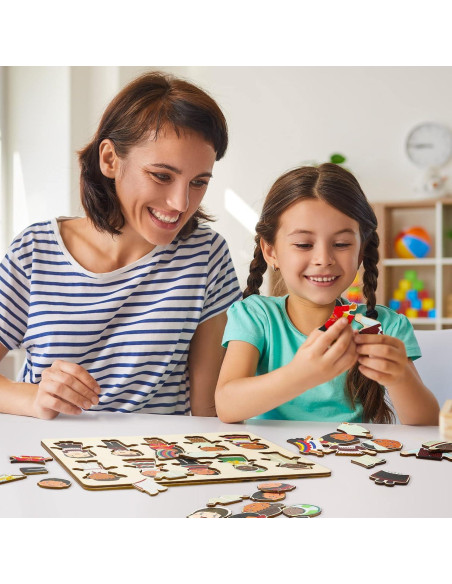 2 Juegos de Rompecabezas de Madera Leitee 28x20.8cm Niños