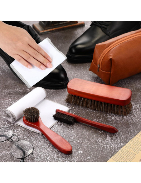 Kit de Cepillos para Betún Baderke 8 Pcs - Madera y Pelo de Caballo