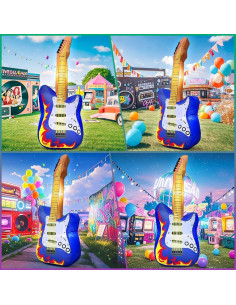 Guitarra Inflable 5FT KOOY con Luces LED - Decoración Fiesta Retro 2