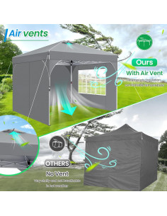 Carpa Plegable Pop Up HOTEEL 3x3m Gris con Ventilación 2