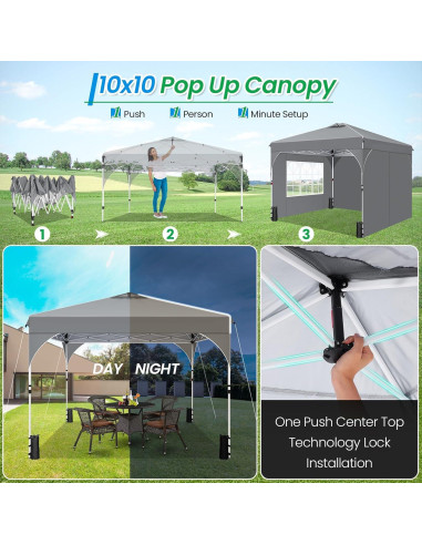 Carpa Plegable Pop Up HOTEEL 3x3m Gris con Ventilación