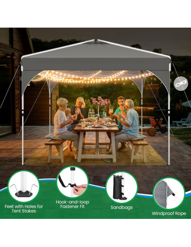 Carpa Plegable Pop Up HOTEEL 3x3m Gris con Ventilación